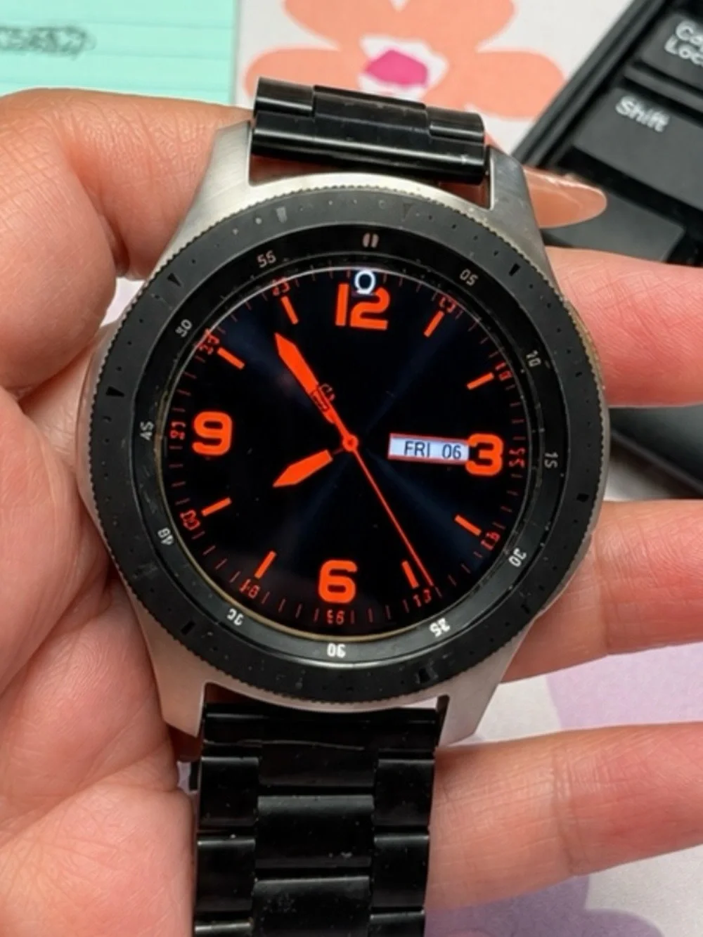 Samsung Galaxy Watch - Silver with Black Bezel and Band. Comes with a charger